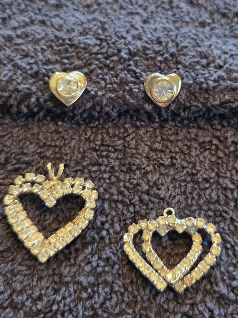 Shiny Hearts Set! 1 Pair of Earrings and 2 Pendants (no chains).